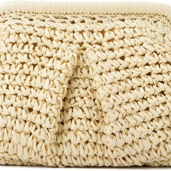 Straw Clutch Purses for Women Small Woven Dumpling Bag Summer Beach Clutch Wicke - Picture 1 of 7